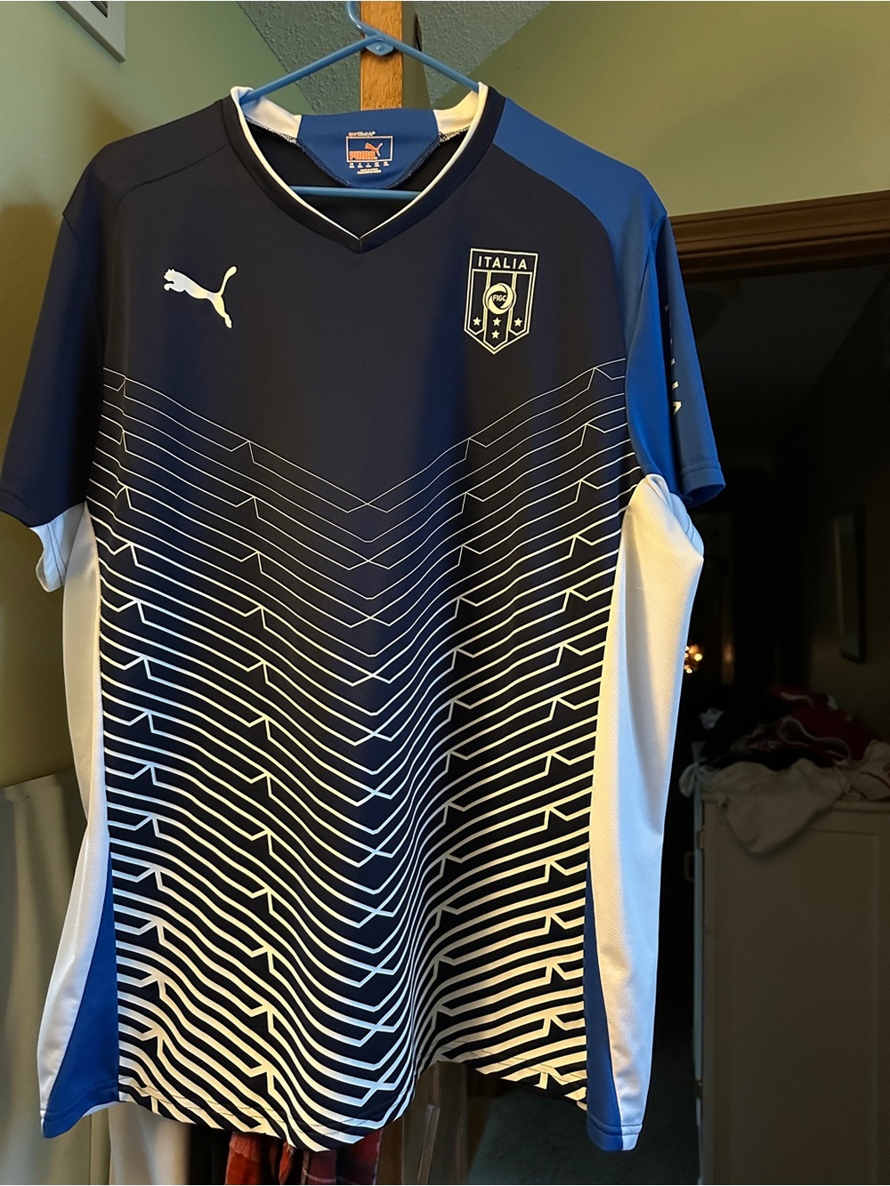 Puma Blue Jersey with Orange Logo - World Cup Soccer